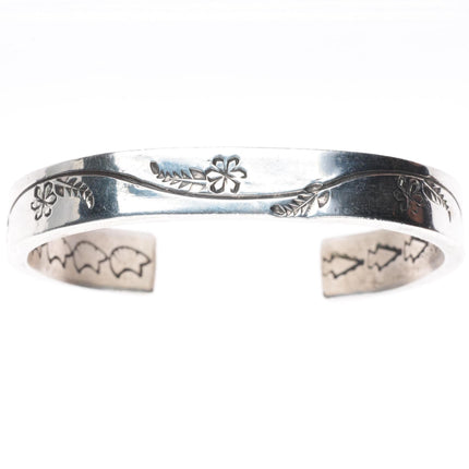 6.3" Ernest Tsosie Navajo slim stacker stamped sterling silver cuff bracelet