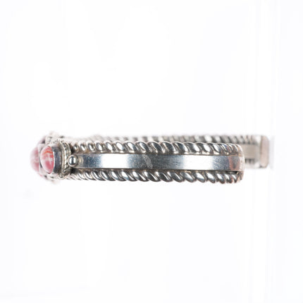 6.5" Thomas Francisco Navajo pink Rhodochrosite sterling silver cuff bracelet