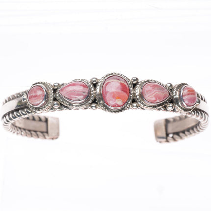 6.5" Thomas Francisco Navajo pink Rhodochrosite sterling silver cuff bracelet