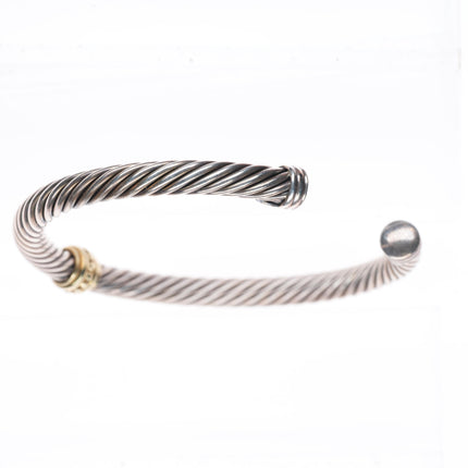 6.5" 5mm David Yurman classic cable bracelet 14k gold, sterling silver