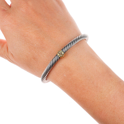 6.5" 5mm David Yurman classic cable bracelet 14k gold, sterling silver