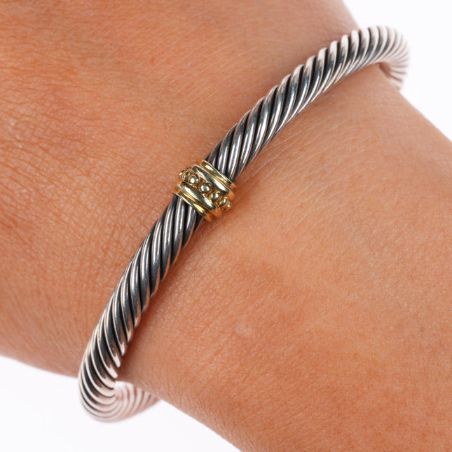 6.5" 5mm David Yurman classic cable bracelet 14k gold, sterling silver