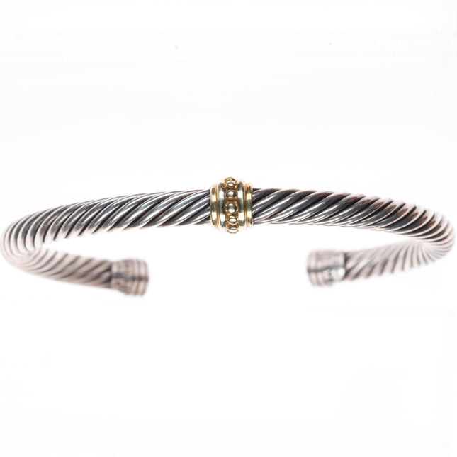 6.5" 5mm David Yurman classic cable bracelet 14k gold, sterling silver