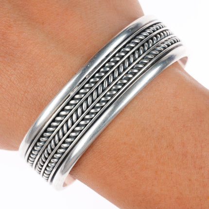 6.6" Tom Hawk Navajo sterling silver twisted wire sturdy cuff bracelet