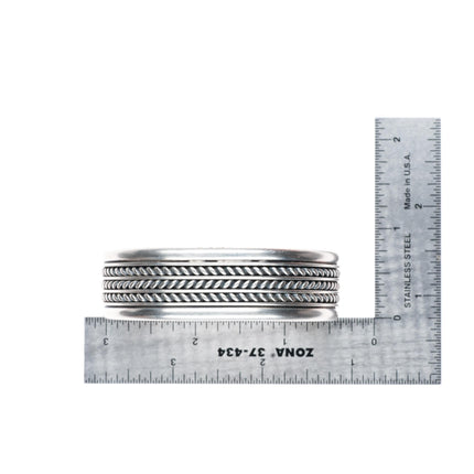 6.6" Tom Hawk Navajo sterling silver twisted wire sturdy cuff bracelet