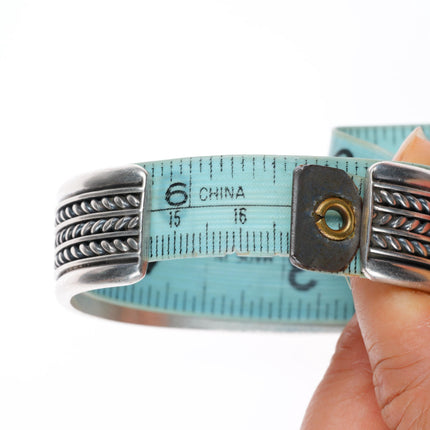 6.6" Tom Hawk Navajo sterling silver twisted wire sturdy cuff bracelet