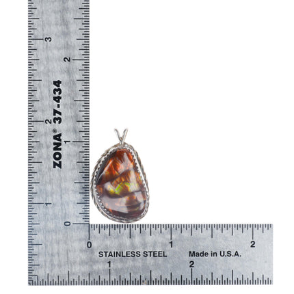 Vintage Navajo sterling silver Arizona Fire Agate pendant