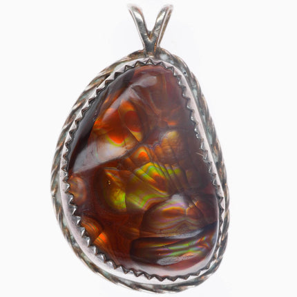 Vintage Navajo sterling silver Arizona Fire Agate pendant