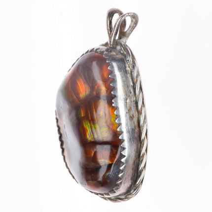 Vintage Navajo sterling silver Arizona Fire Agate pendant