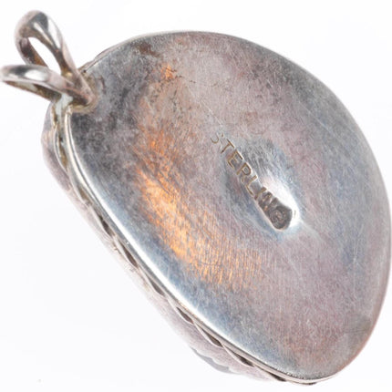 Vintage Navajo sterling silver Arizona Fire Agate pendant