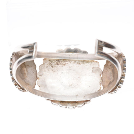 6.5" Vintage Zuni sterling silver channel inlay sunface cuff bracelet
