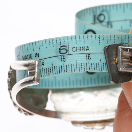 6.5" Vintage Zuni sterling silver channel inlay sunface cuff bracelet