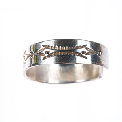 6.6" vintage Navajo deep stamped sterling silver sturdy stacker cuff bracelet