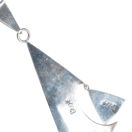 Michael Sockyma Hopi turquoise, lapis corn/raincloud sterling silver pendant