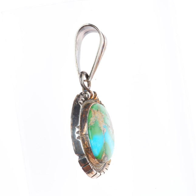Steve Yellowhorse Navajo sterling silver pendant with nice turquoise