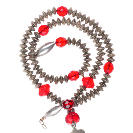 Mike Bird-Romero San Juan Pueblo sterling silver dragonfly beaded necklace