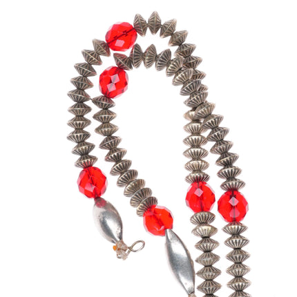 Mike Bird-Romero San Juan Pueblo sterling silver dragonfly beaded necklace
