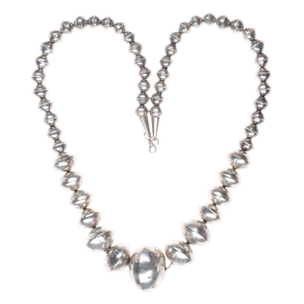 23.5" Vintage Hand stamped handmade Navajo pearl sterling silver necklace