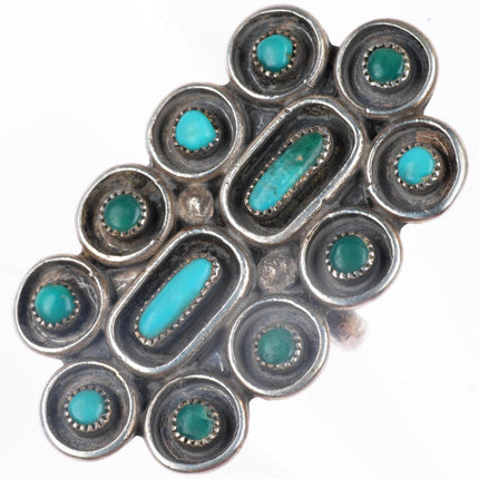 sz5 vintage Zuni sterling silver turquoise snake eye large ring