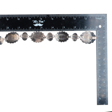 26" c1940's Vintage Navajo sterling silver deep stamped concho hatband/belt