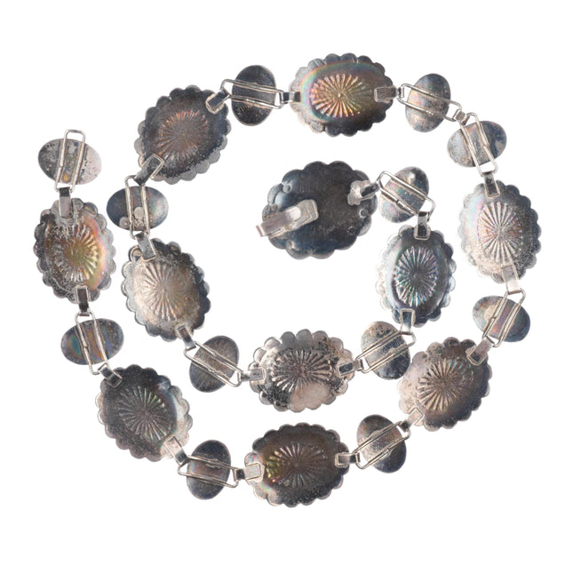 26" c1940's Vintage Navajo sterling silver deep stamped concho hatband/belt