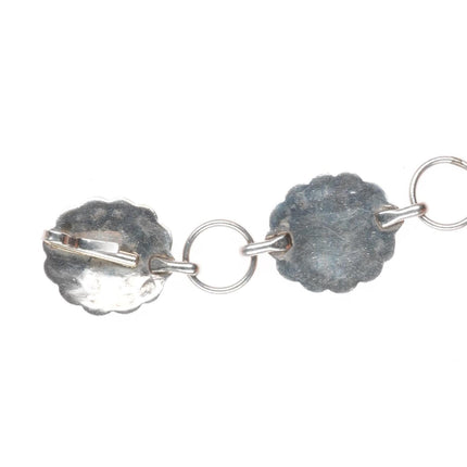 41.5" vintage Navajo sterling silver heavy link stamped concho belt