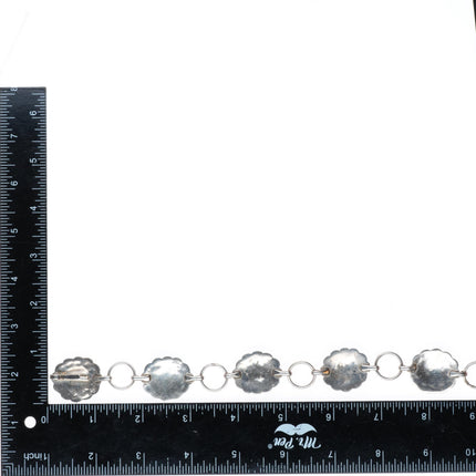 41.5" vintage Navajo sterling silver heavy link stamped concho belt