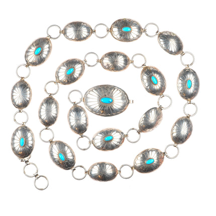 45.5" Vintage Stover Paul Navajo sterling silver turquoise link concho belt