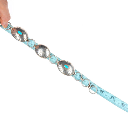 45.5" Vintage Stover Paul Navajo sterling silver turquoise link concho belt