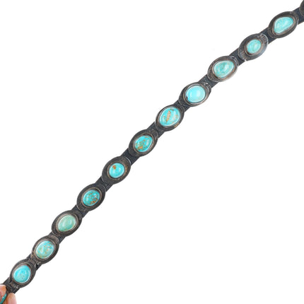 34" vintage Navajo sterling silver slim turquoise concho belt
