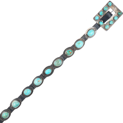 34" vintage Navajo sterling silver slim turquoise concho belt