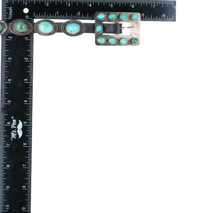 34" vintage Navajo sterling silver slim turquoise concho belt