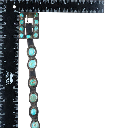 34" vintage Navajo sterling silver slim turquoise concho belt