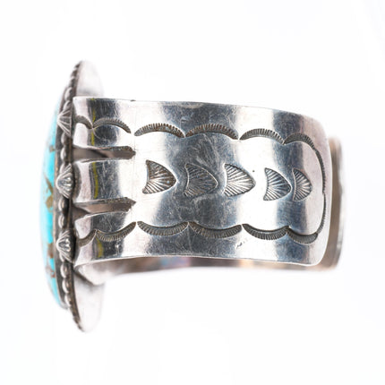 6.25" Large 1940-50's Navajo sterling silver cuff bracelet with nice turquoise