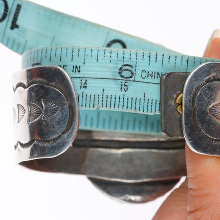 6.25" Large 1940-50's Navajo sterling silver cuff bracelet with nice turquoise