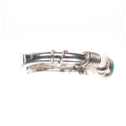 6.3" Orville Tsinnie Navajo sterling silver green turquoise cuff bracelet