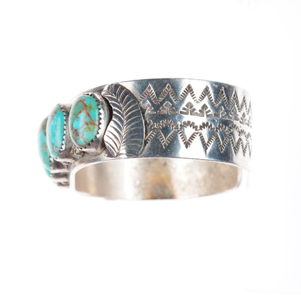 6.75" TK  Johnson Navajo sterling silver red web turquoise row cuff bracelet