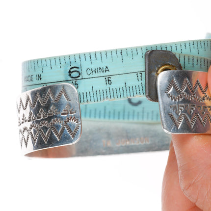 6.75" TK  Johnson Navajo sterling silver red web turquoise row cuff bracelet
