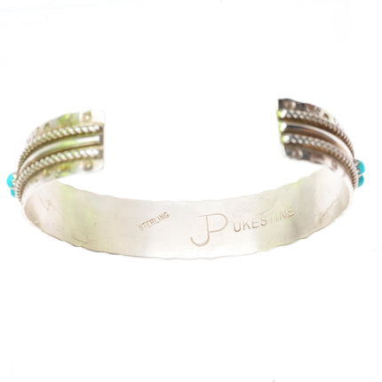 6.5" JP Ukestine Zuni sterling silver snake eye turquoise row cuff bracelet