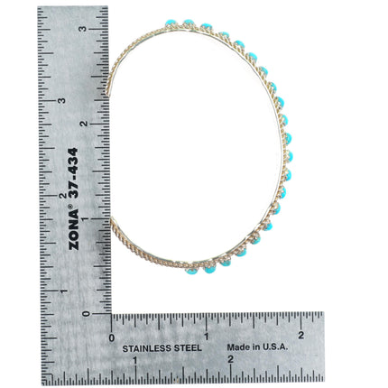 6.5" JP Ukestine Zuni sterling silver snake eye turquoise row cuff bracelet