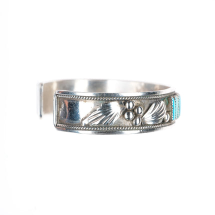 6.1" Dave - Celia Nieto Zuni sterling silver needlepoint turquoise cuff bracelet