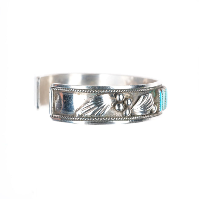 6.1" Dave - Celia Nieto Zuni sterling silver needlepoint turquoise cuff bracelet