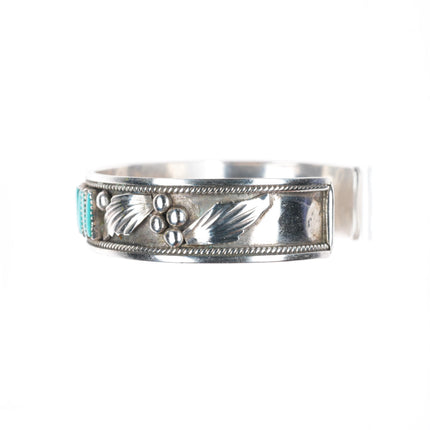 6.1" Dave - Celia Nieto Zuni sterling silver needlepoint turquoise cuff bracelet