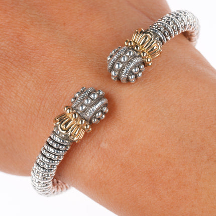 6.4" Alwand Vahan 14k yellow gold Sterling silver 6mm beaded ends bracelet
