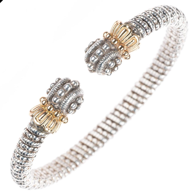 6.4" Alwand Vahan 14k yellow gold Sterling silver 6mm beaded ends bracelet