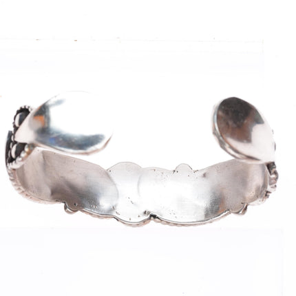 Lowsayatee Zuni sterling silver coral inlay necklace, cuff bracelets, rings set