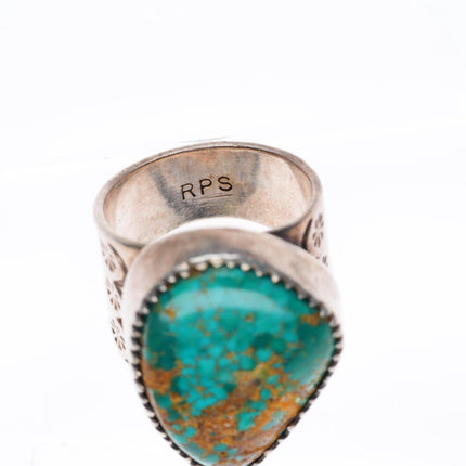 sz12 Rayna Platero Secatero Navajo sterling silver waterweb turquoise ring