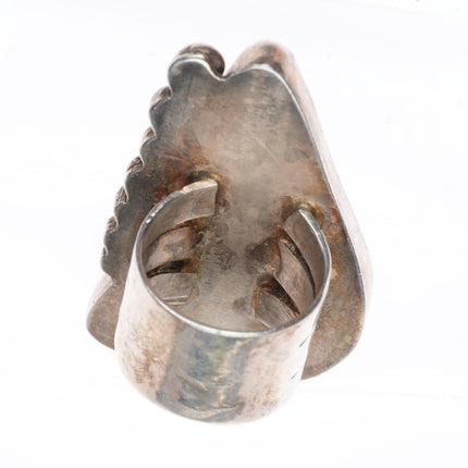 sz10 Large vintage southwestern modernist sterling silver turquoise ring