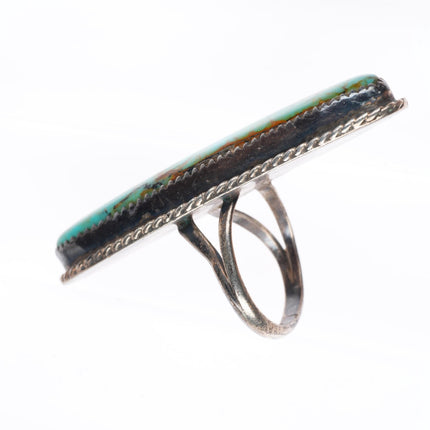 sz6.25 Long vintage Navajo sterling silver turquoise ring