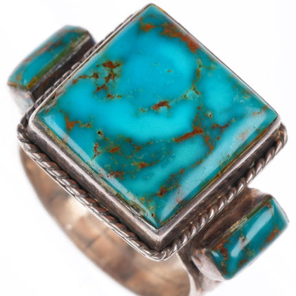 sz11 Vintage Navajo sterling silver high grade turquoise Royal Blue ring